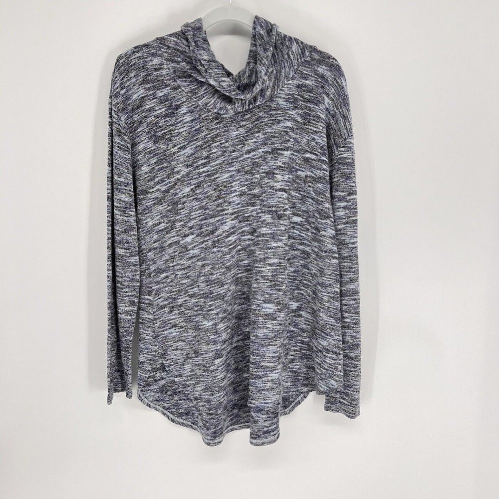 Knox Rose Cowl Neck Sweater Blue Gray Purple Long Sleeve XXL